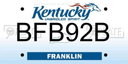 BFB92B Kentucky License Plate
