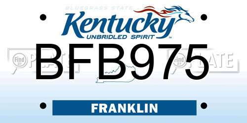 BFB975 Kentucky License Plate