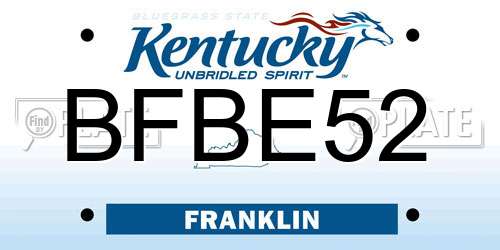 BFBE52 Kentucky License Plate