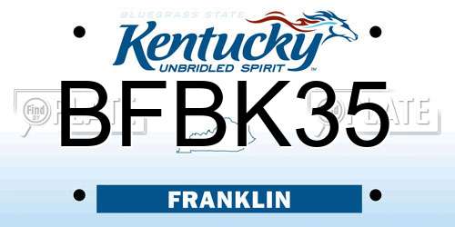 BFBK35 Kentucky License Plate