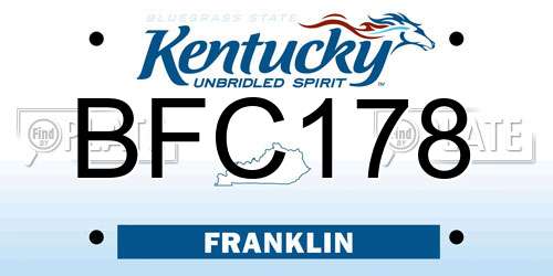 BFC178 Kentucky License Plate