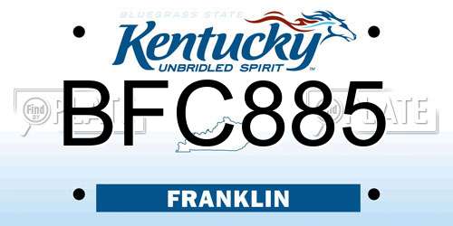BFC885 Kentucky License Plate