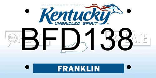 BFD138 Kentucky License Plate