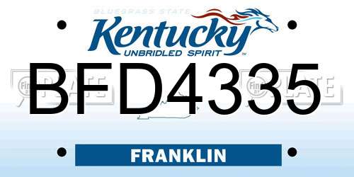 BFD4335 Kentucky License Plate