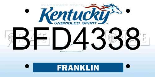 BFD4338 Kentucky License Plate