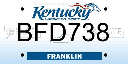 BFD738 Kentucky License Plate