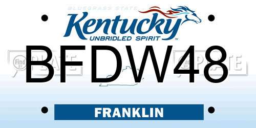 BFDW48 Kentucky License Plate