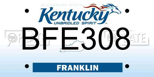 BFE308 Kentucky License Plate