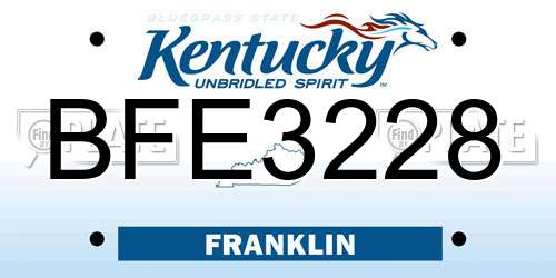 BFE3228 Kentucky License Plate