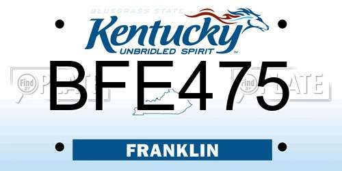 BFE475 Kentucky License Plate