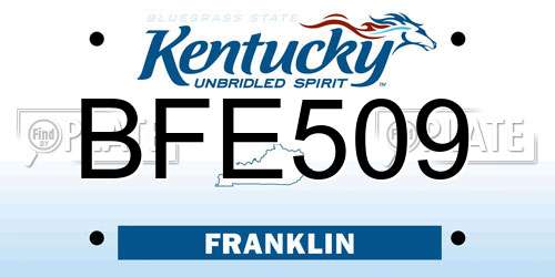 BFE509 Kentucky License Plate