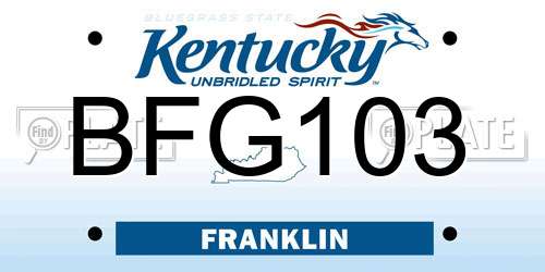 BFG103 Kentucky License Plate