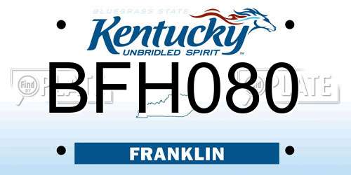 BFH080 Kentucky License Plate