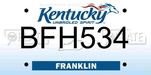 BFH534 Kentucky License Plate