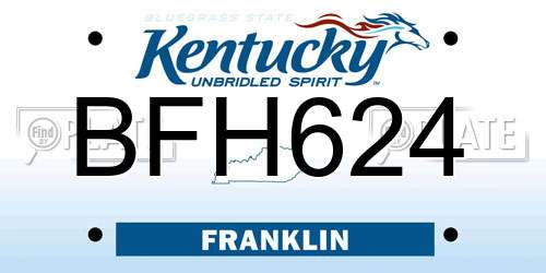 BFH624 Kentucky License Plate