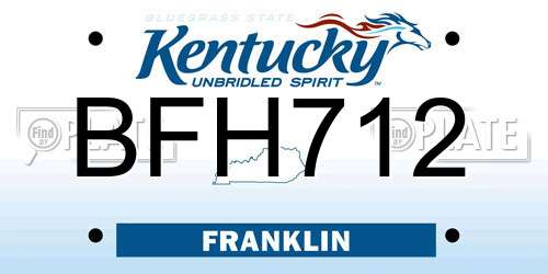 BFH712 Kentucky License Plate