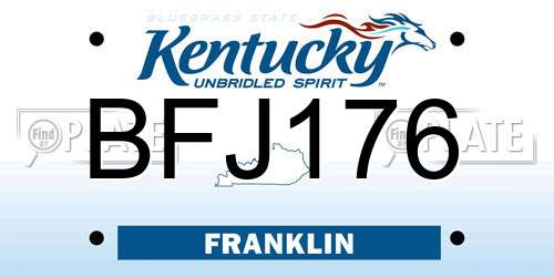 BFJ176 Kentucky License Plate