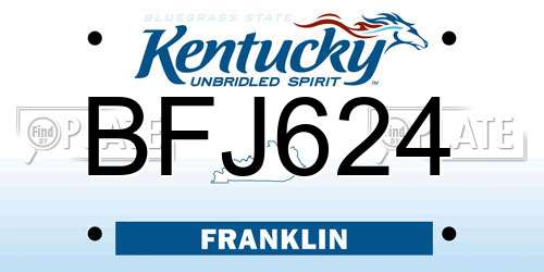 BFJ624 Kentucky License Plate