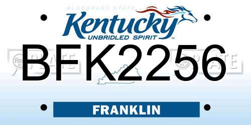 BFK2256 Kentucky License Plate