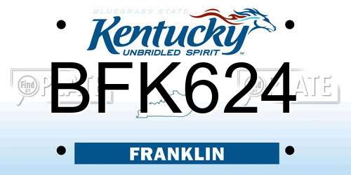 BFK624 Kentucky License Plate