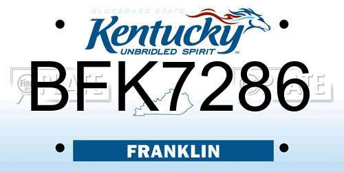 BFK7286 Kentucky License Plate