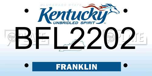 BFL2202 Kentucky License Plate