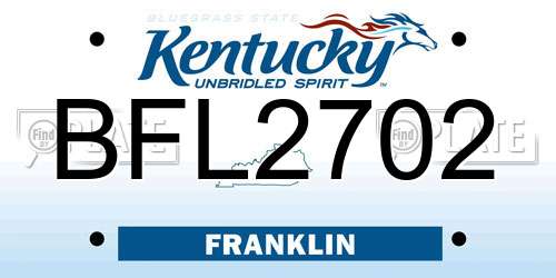 BFL2702 Kentucky License Plate