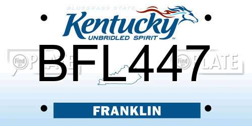 BFL447 Kentucky License Plate