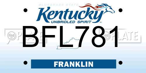 BFL781 Kentucky License Plate