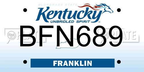 BFN689 Kentucky License Plate