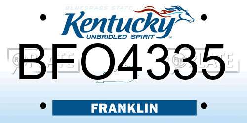 BFO4335 Kentucky License Plate