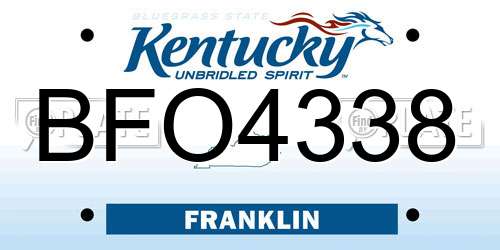 BFO4338 Kentucky License Plate