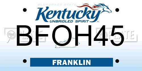 BFOH45 Kentucky License Plate