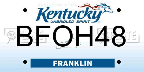 BFOH48 Kentucky License Plate