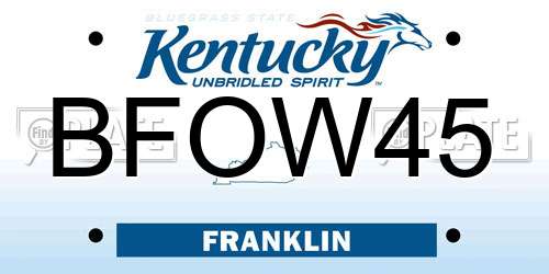 BFOW45 Kentucky License Plate