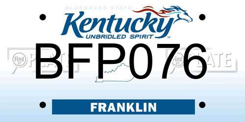 BFP076 Kentucky License Plate