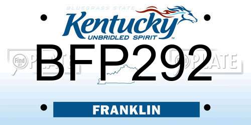 BFP292 Kentucky License Plate