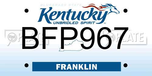 BFP967 Kentucky License Plate