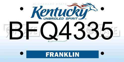 BFQ4335 Kentucky License Plate