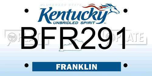 BFR291 Kentucky License Plate