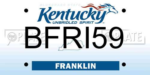 BFRI59 Kentucky License Plate