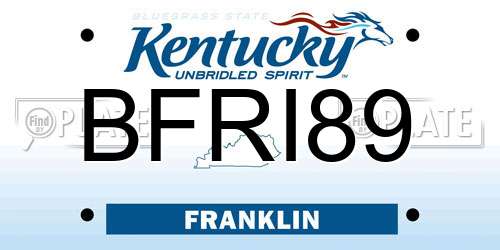 BFRI89 Kentucky License Plate