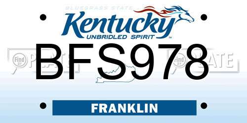 BFS978 Kentucky License Plate