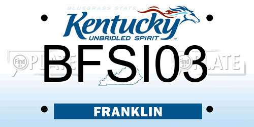BFSI03 Kentucky License Plate