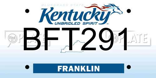 BFT291 Kentucky License Plate
