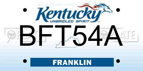 BFT54A Kentucky License Plate
