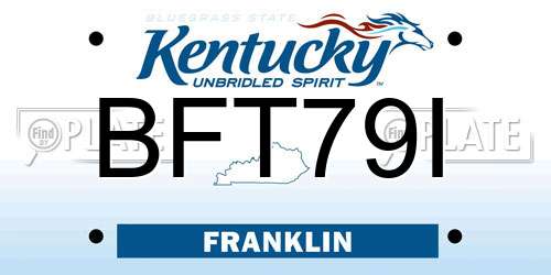 BFT79I Kentucky License Plate