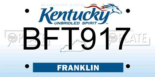 BFT917 Kentucky License Plate