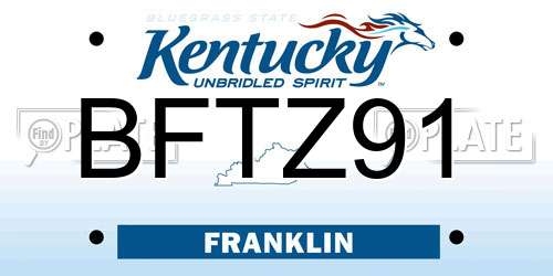 BFTZ91 Kentucky License Plate