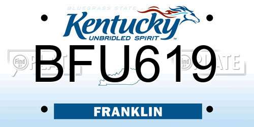 BFU619 Kentucky License Plate